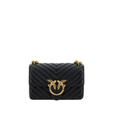 PINKO Black Calf Leather Bos Taurus Shoulder Bag